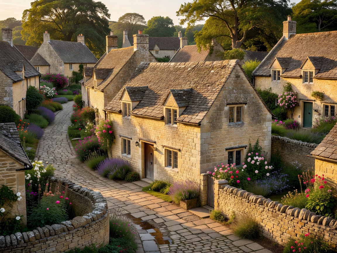 Cotswolds traditional cottage and stone village